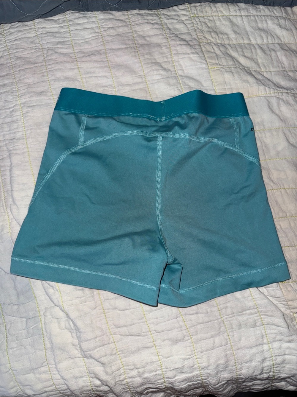 Nike Teal Athletic Compression Shorts with White Logo - Picture 2 of 2